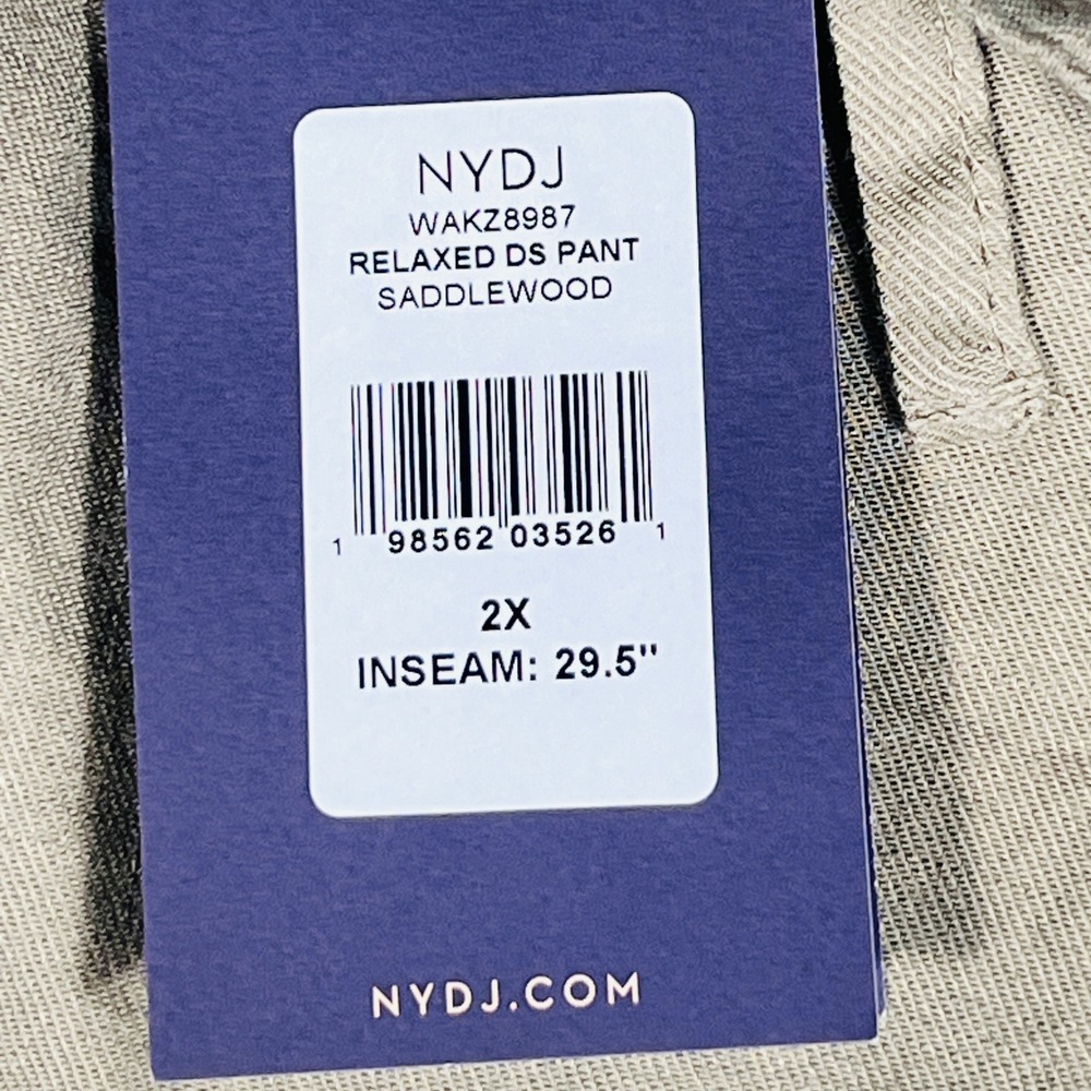 NYDJ Relaxed Drawstring Pants Saddlewood Olive Linen Blend Wide Leg WAKZ8987 2X - Picture 3 of 5
